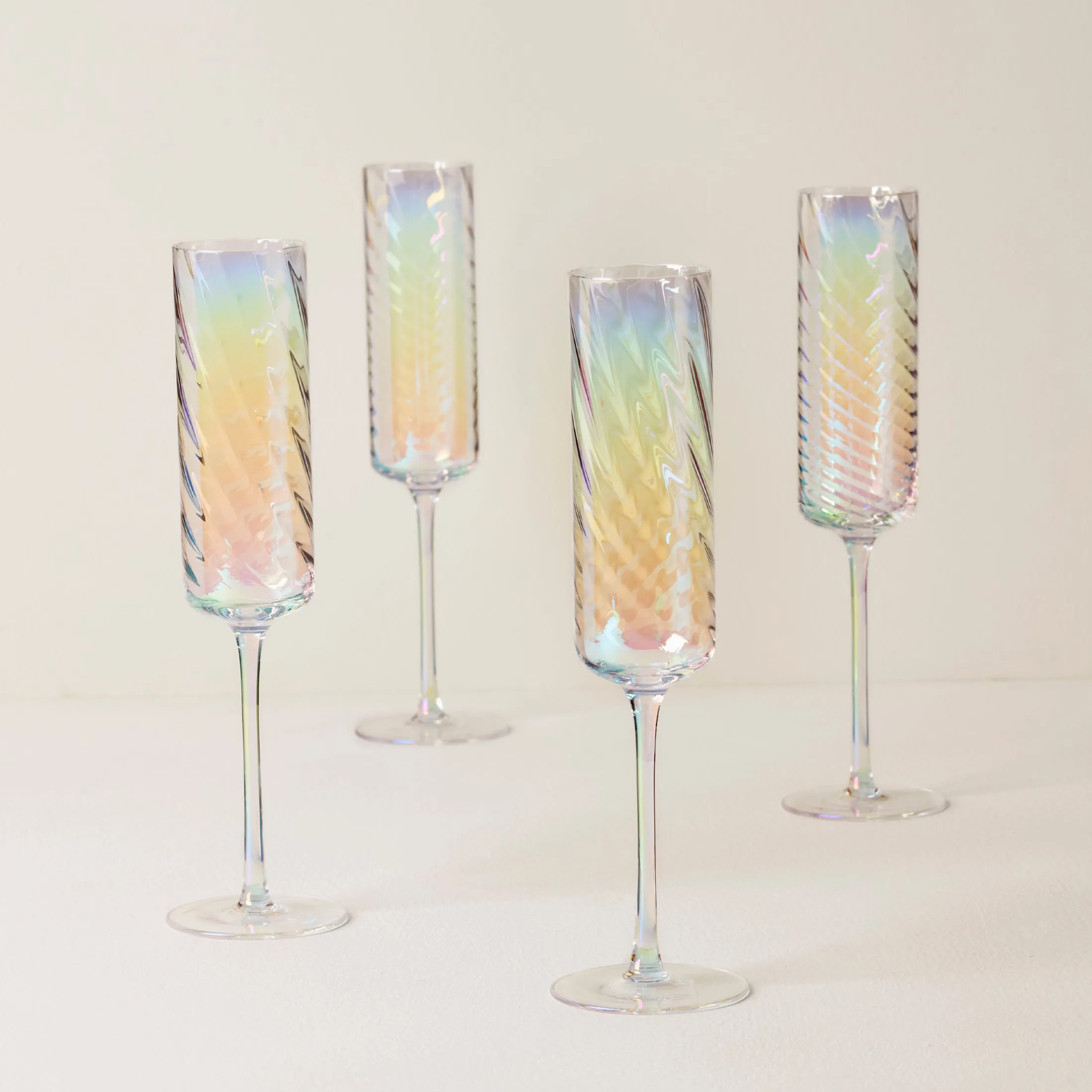 Tuscany Classics Iridescent Flute Glasses, Set of 4