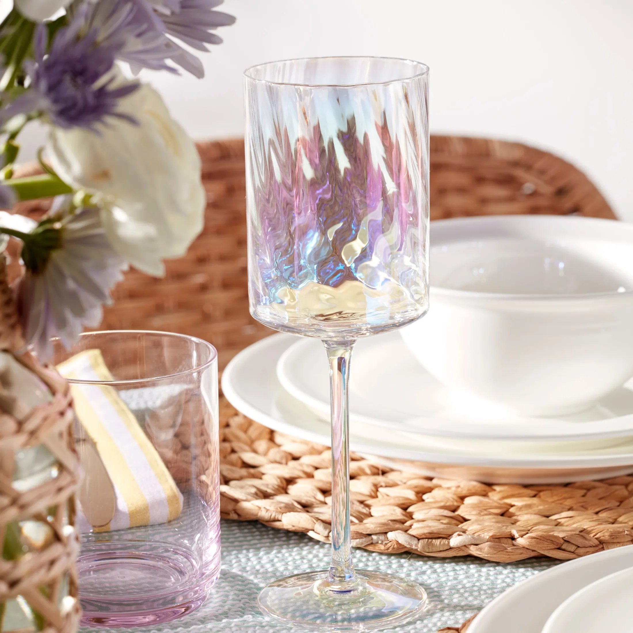 Tuscany Classics Iridescent White Wine Glasses, Set of 4