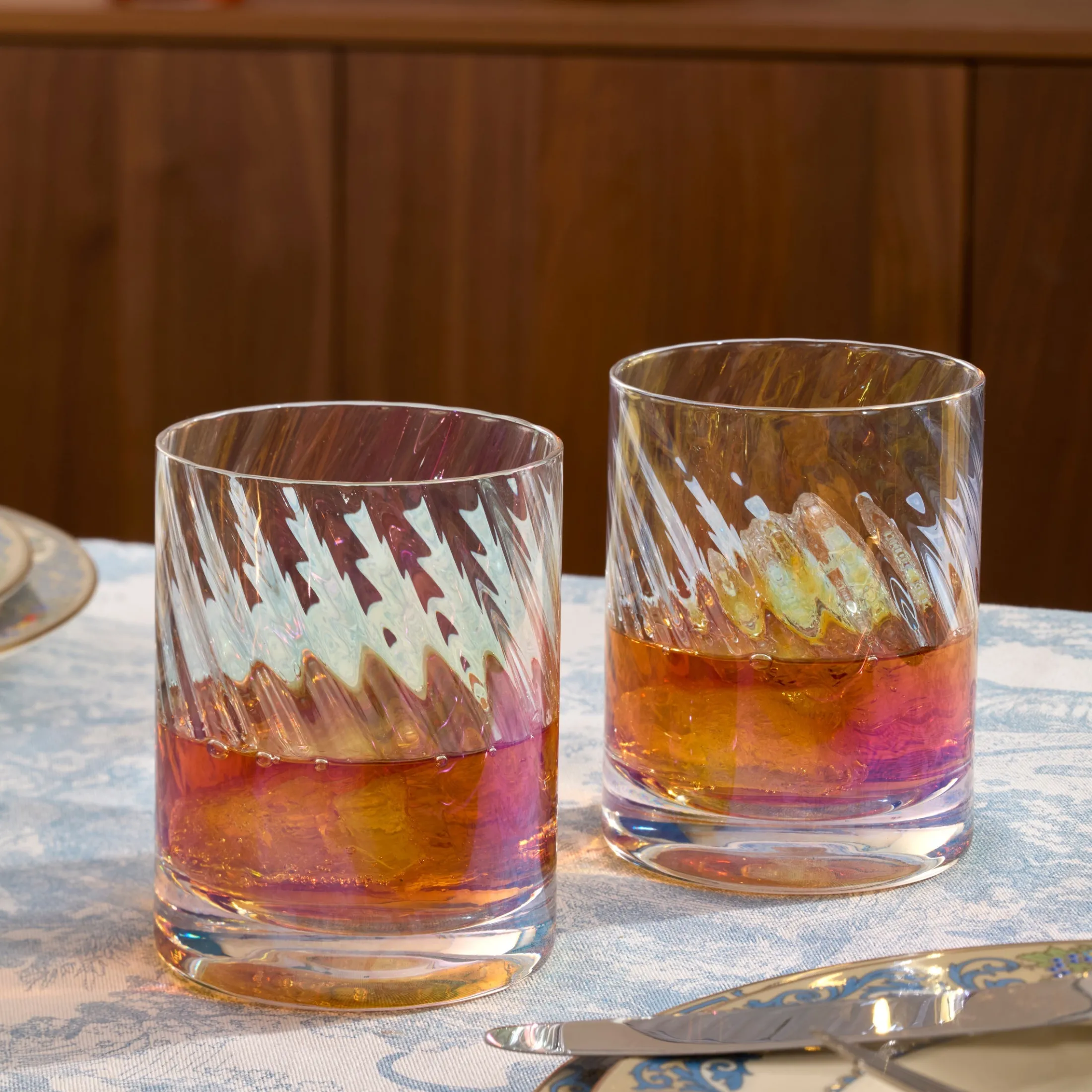 Tuscany Classics Iridescent Double Old-Fashioned Glasses, Set of 4