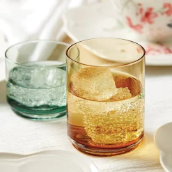 Tuscany Classics Stackable Amber Short Glasses, Set of 4