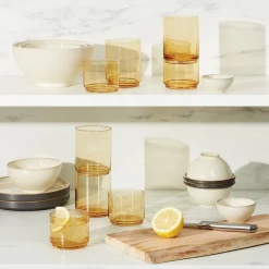 Tuscany Classics Stackable Amber Short Glasses, Set of 4