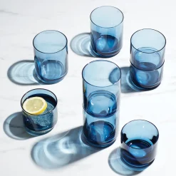 Tuscany Classics Stackable Blue Short Glasses, Set of 4