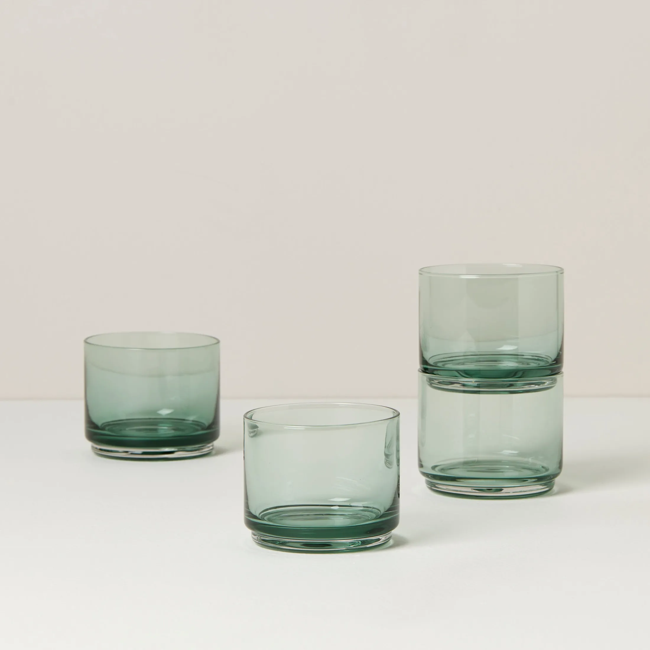 Tuscany Classics Stackable Green Short Glasses, Set of 4