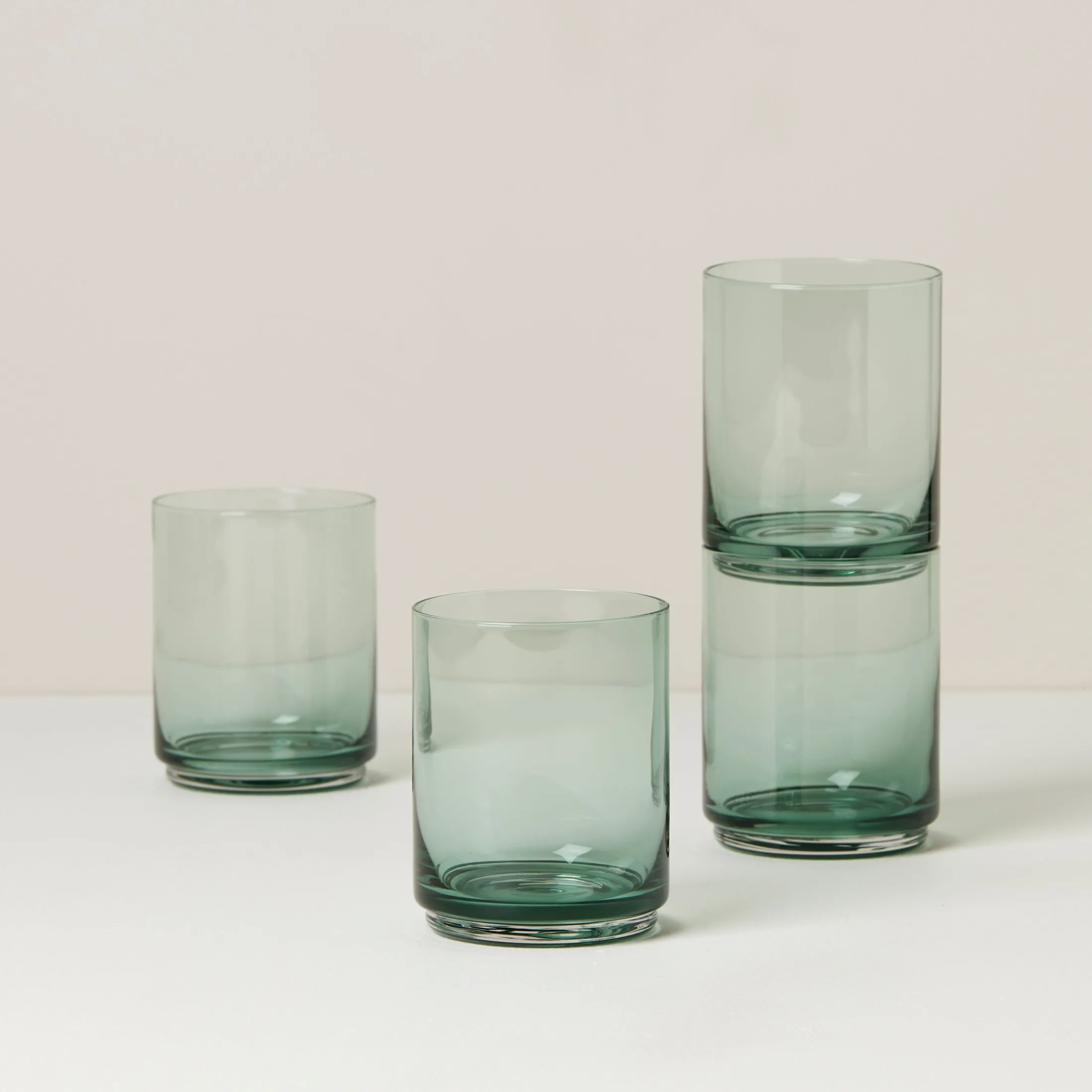 Tuscany Classics Stackable Green Tall Glasses, Set of 4