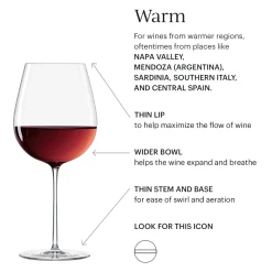 Tuscany Signature Series Warm & Cool Region Wine Glasses, Set of 2