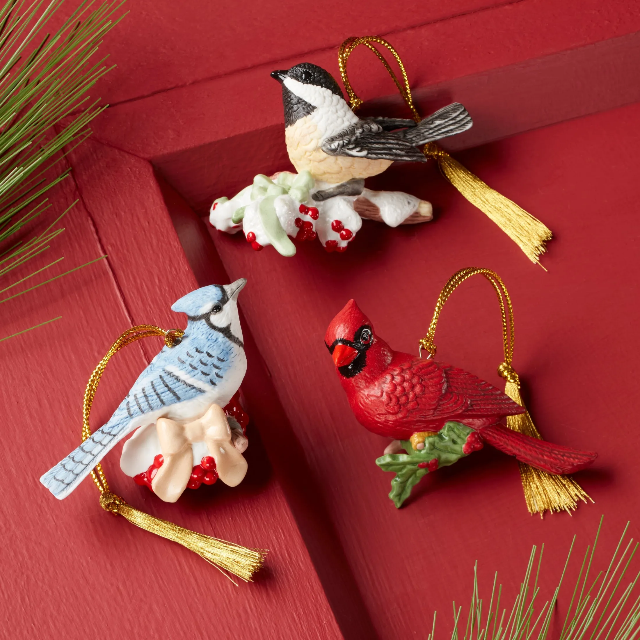 Winter Birds Ornaments, Set of 3