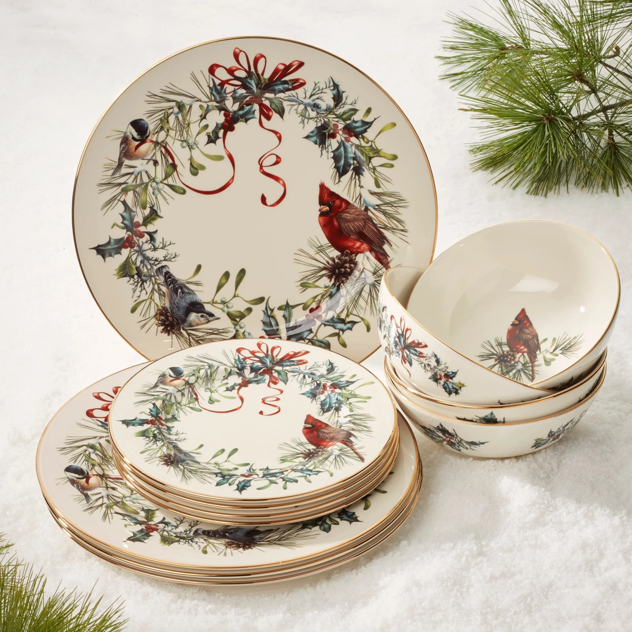Winter Greetings 12-Piece Dinnerware Set