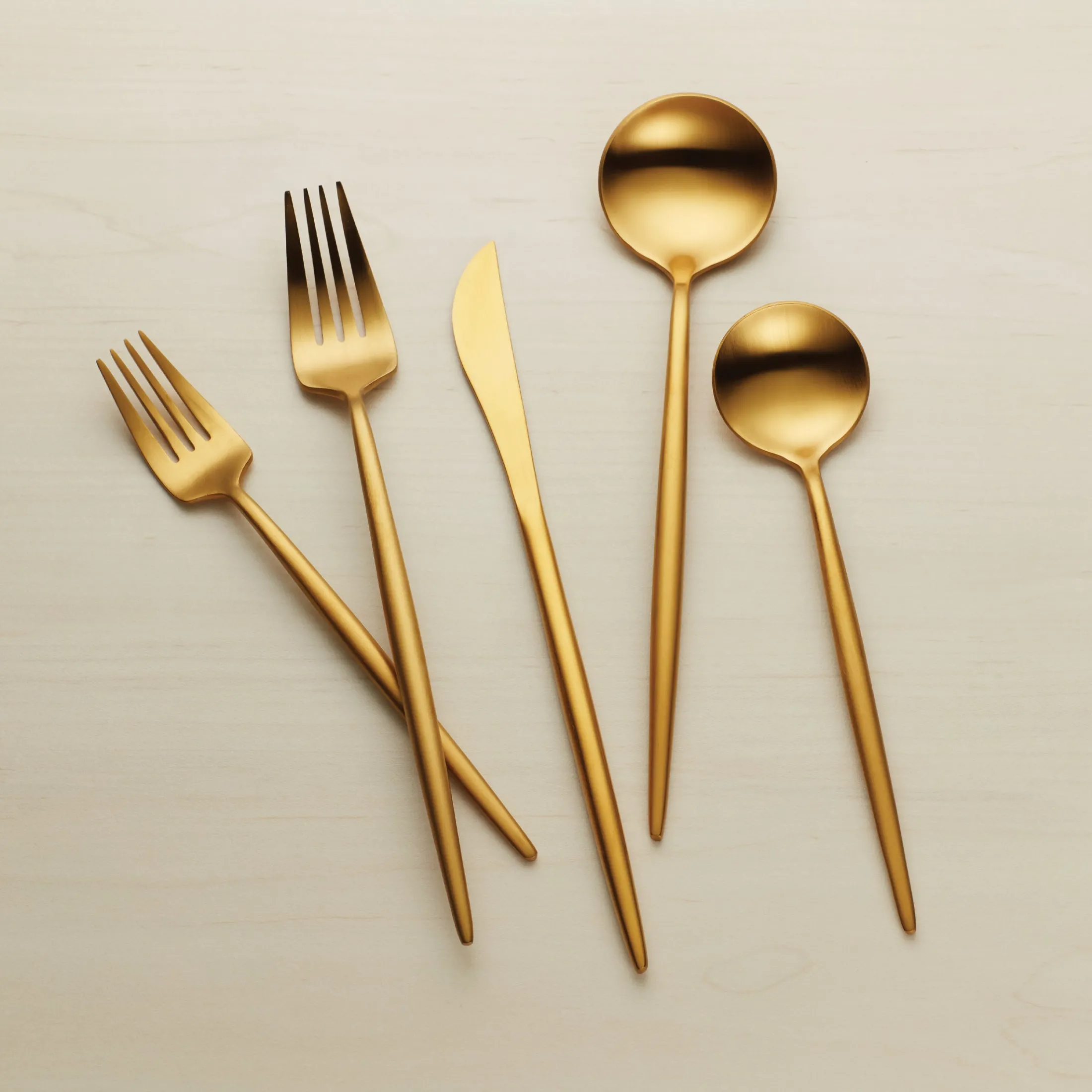 Zephyr Gold Satin 45-Piece Flatware Set